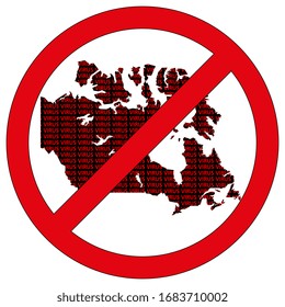 Illustration of Canada silhouette with the word virus in prohibitory sign