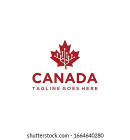 Illustration of Canadian with connected data technology sign logo design