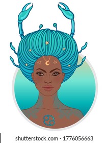 Illustration Cancer Astrological Sign Beautiful African Stock Vector ...