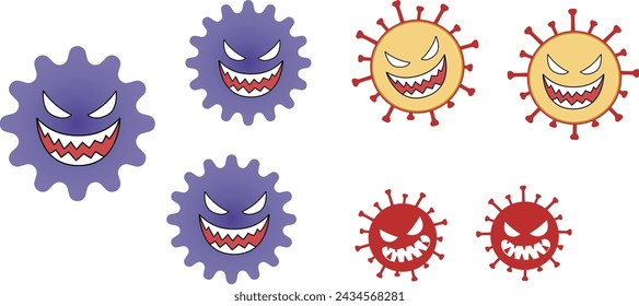 Illustration of cancer cells and viruses