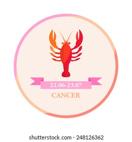 Illustration of cancer with text. Zodiac signs icon