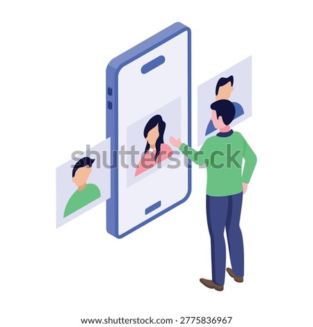 An illustration of candidate screening designed in an isometric style
