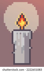 Illustration of candle in 8 bit style - vector