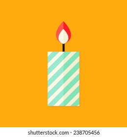 Illustration of Candle with Fire Christmas Flat Icon