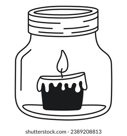 Illustration of a candle in a jar, hand drawn