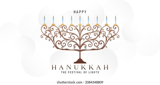illustration of candle light ornamental design, Happy Hanukkah letter with isolated background, for greeting cards, invitation, poster and banners.