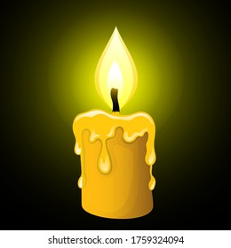 Illustration with a candle on a dark background.