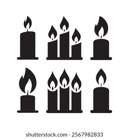 illustration of Candle silhouettes. Candle vector icon Bundle