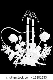 illustration with candles and rose flowers