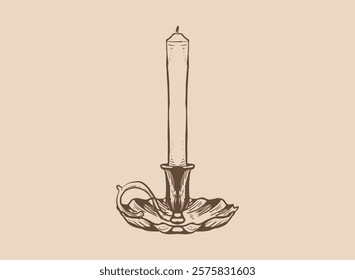 Illustration of an Candlestick Antique Handdrawn