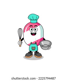 Illustration of candy as a bakery chef , character design