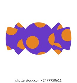 Illustration of a candy ball, polka dot package in Halloween colors