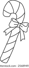 An illustration of a candy cane with distinctive hand drawn lines