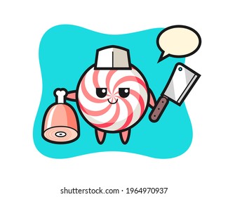 Illustration of candy character as a butcher, cute style design for t shirt, sticker, logo element