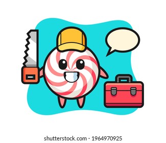 Illustration of candy character as a woodworker, cute style design for t shirt, sticker, logo element