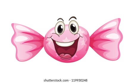 illustration of a candy with a face on a white background