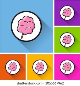 Illustration of candy floss icons with long shadow