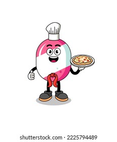 Illustration of candy as an italian chef , character design