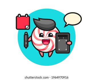 Illustration of candy mascot as a graphic designer, cute style design for t shirt, sticker, logo element