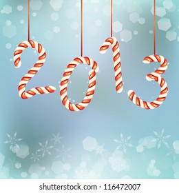 Illustration with candy numbers 2013 and ropes.