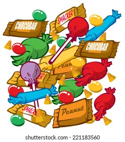 Illustration of candy pieces