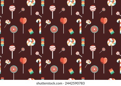 Illustration of candy seamless pattern for print media, paper print, fabric print, social template and wrapping