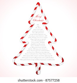 illustration of candy in shape of christmas tree on abstract background