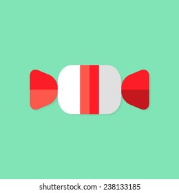 Illustration of Candy Sweet Christmas Flat Icon over Mint