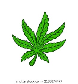 Ilustración de la hoja de cannabis. Elemento de diseño para afiche, camiseta, cartel. Ilustración del vector