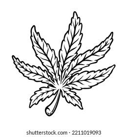 Illustration of cannabis leaf. Design element for poster, t shirt, sign. Vector illustration