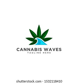 Illustration of Cannabis Waves Logo Vector Icon Illustration