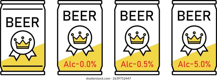 Illustration of canned beer with various alcohol content