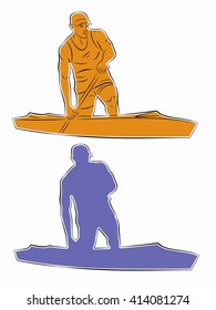 illustration Canoe Sprint . color sketch, white background 