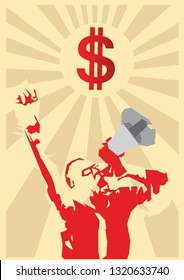 Illustration of capitalist in propaganda style