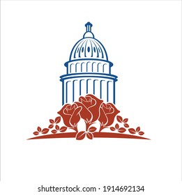 Illustration einer Capitol und Rose, Vektorkunst.