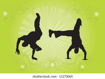 Illustration of capoeira dancers