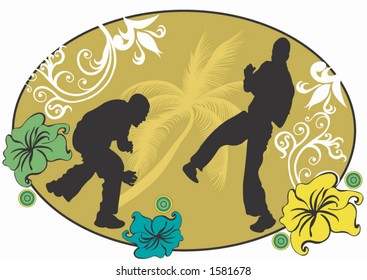 Illustration of capoeira dancers