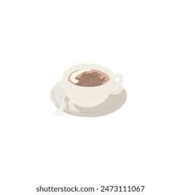 Illustration of a Cappuccino Drawn with Pencil Brush