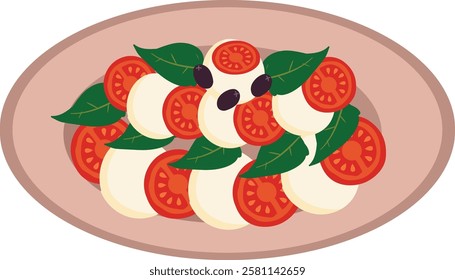 Illustration of Caprese Salad with Tomatoes and Basil