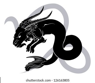 Illustration of Capricorn the sea goat zodiac horoscope astrology sign