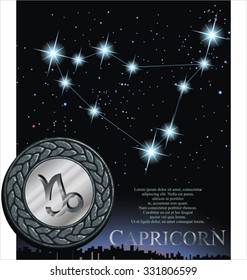 Illustration Capricorn zodiac sign  Goat zodiac poster 