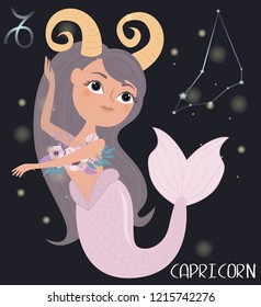 Illustration of Capricorn Zodiac signs character. Editable vector illustration 