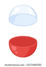 Illustration of a capsule toy capsule being opened from the front_empty