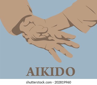 Illustration, capture of hands in Aikido