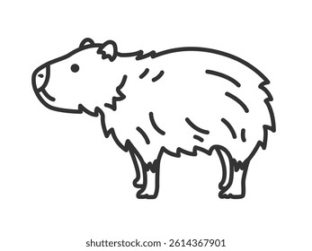 Illustration of capybara (line drawing).