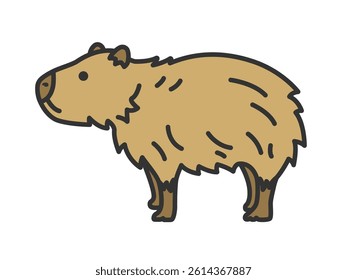 Illustration of capybara (line drawing color).