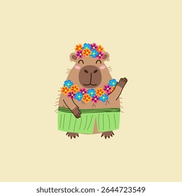 Illustration of a capybara on a light yellow background.