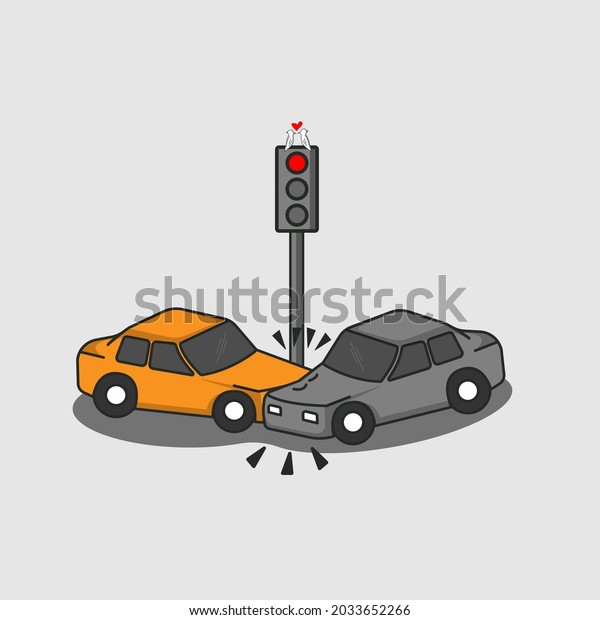 illustration
of a car accident for breaking a red
light