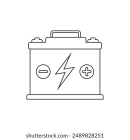 Illustration of car battery line icon on white background. Vector