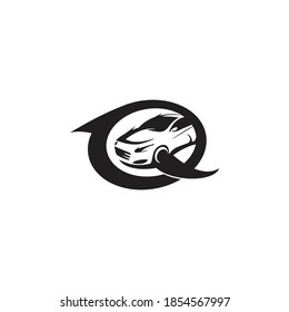 La ilustración de un coche con un círculo más una aleta de tiburón que simboliza la velocidad y la aceleración , se puede utilizar para los diseños de logotipo e icono